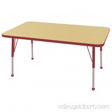 ECR4Kids 30in x 48in Rectangle Everyday T-Mold Adjustable Activity Table Maple/Maple/Red - Toddler Swivel 565360593